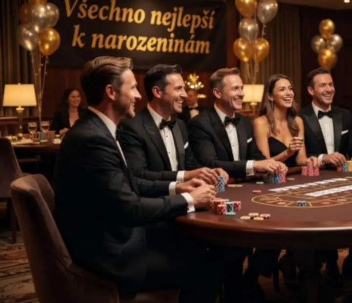Profesionální krupiéři na narozeninové kasinové oslavě